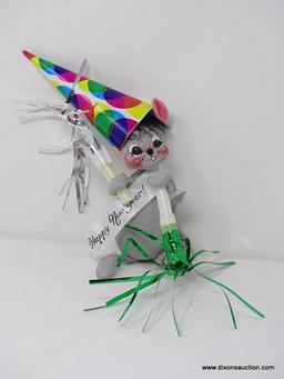 ANNALEE 7" NEW YEARS EVE MOUSE (1996). VALUED AT $59.95 ON SUECOFFEE.COM. ITEM IS SOLD AS IS WHERE