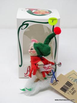 ANNALEE SKI BUNNY ORNAMENT. IS IN BOX. MEASURES APPROXIMATELY 3 IN TALL. CODE #7929. VALUED AT