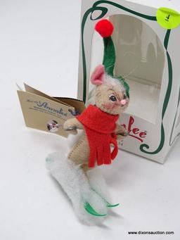 ANNALEE SKI BUNNY ORNAMENT. IS IN BOX. MEASURES APPROXIMATELY 3 IN TALL. CODE #7929. VALUED AT