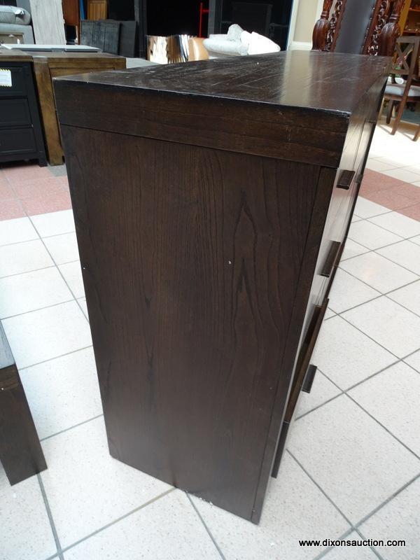 ASPENHOME MODERN LOFT 6 DRAWER ASYMMETRICAL DRESSER IN BROWN. BEAUTIFUL MINDI VENEERS WITH A