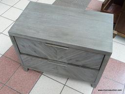 FAIRFAX 2 DRAWER NIGHTSTAND BY ABBYSON IN GRAY. MEASURES 34 IN X 19 IN X 26.5 IN. RETAILS FOR