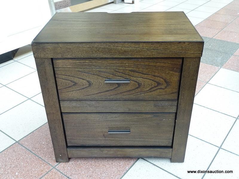 ASPEN HOME MODERN LOFT 2 DRAWER NIGHTSTAND WITH POWER. RETAILS FOR $305 ONLINE. MEASURES 25 IN X 16