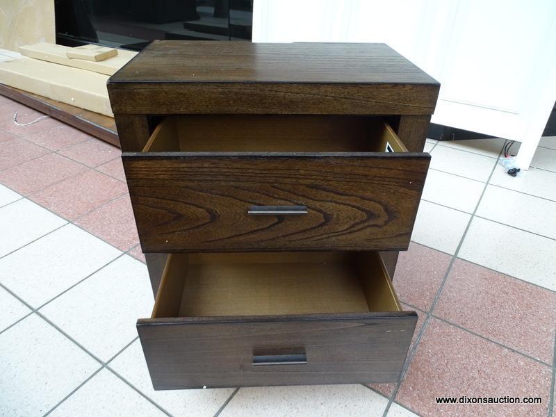 ASPEN HOME MODERN LOFT 2 DRAWER NIGHTSTAND WITH POWER. RETAILS FOR $305 ONLINE. MEASURES 25 IN X 16