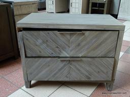 FAIRFAX 2 DRAWER NIGHTSTAND BY ABBYSON IN GRAY. MEASURES 34 IN X 19 IN X 26.5 IN. RETAILS FOR