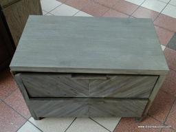 FAIRFAX 2 DRAWER NIGHTSTAND BY ABBYSON IN GRAY. MEASURES 34 IN X 19 IN X 26.5 IN. RETAILS FOR