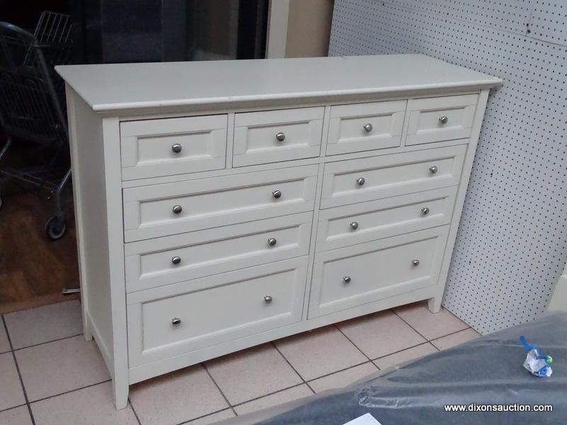 NORTHLAKE 10 DRAWER DRESSER BY A-AMERICA CRAFTED FROM SOLID RUBBERWOOD WITH A WHITE LINEN FINISH.