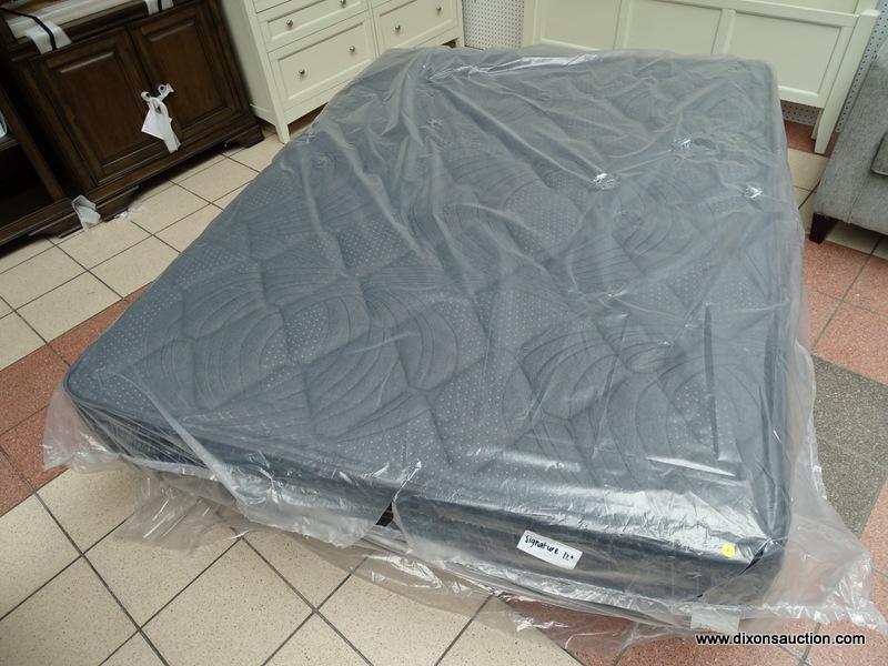 SIGNATURE 12" QUEEN SIZE MATTRESS IN PLASTIC. ITEM IS SOLD AS IS WHERE IS WITH NO GUARANTEES OR