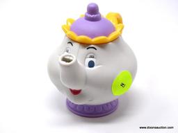 SET OF BEAUTY AND THE BEAST'S MRS. POTT AND CHIP TOY TEA KETTLE AND TEA CUP. ITEM IS SOLD AS IS