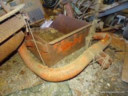 (LARGE SHED) SCOOP BUCKET. MEASURES 3 FT WIDE. ITEM IS SOLD AS IS WHERE IS WITH NO GUARANTEES OR