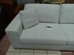 BRAND NEW TAMORA FABRIC 3 CUSHION SOFA IN GRAY. A MODERN DESIGN COMBINED WITH LUXURIOUS, COMFORTABLE