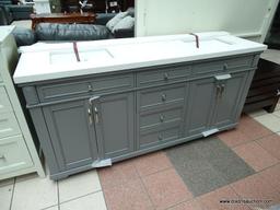 BRAND NEW ROCKVALE 72" VANITY BY NORTHRIDGE HOME. ELEGANT ANTIQUE TOUCHES COMPLEMENT THIS CLASSIC