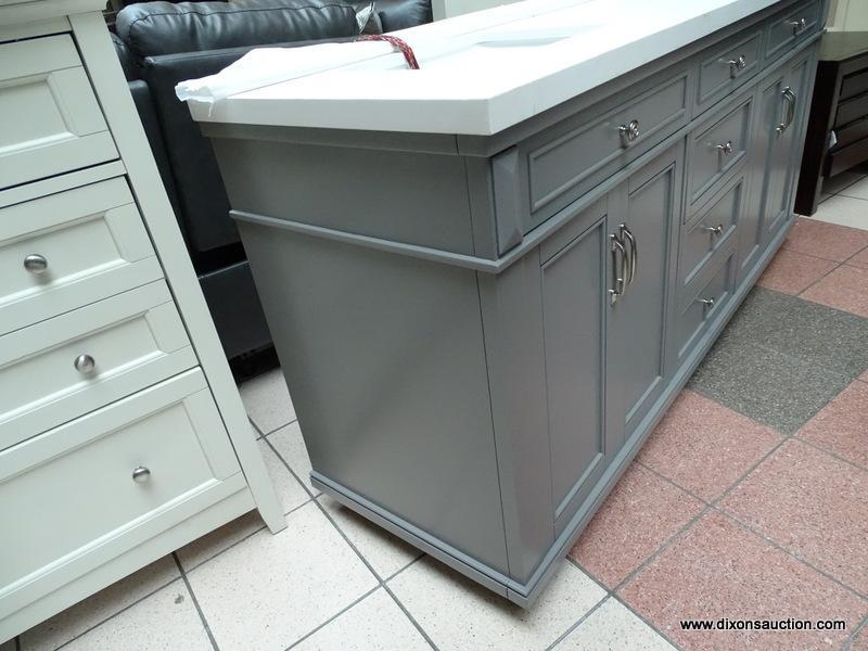 BRAND NEW ROCKVALE 72" VANITY BY NORTHRIDGE HOME. ELEGANT ANTIQUE TOUCHES COMPLEMENT THIS CLASSIC