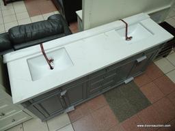 BRAND NEW ROCKVALE 72" VANITY BY NORTHRIDGE HOME. ELEGANT ANTIQUE TOUCHES COMPLEMENT THIS CLASSIC