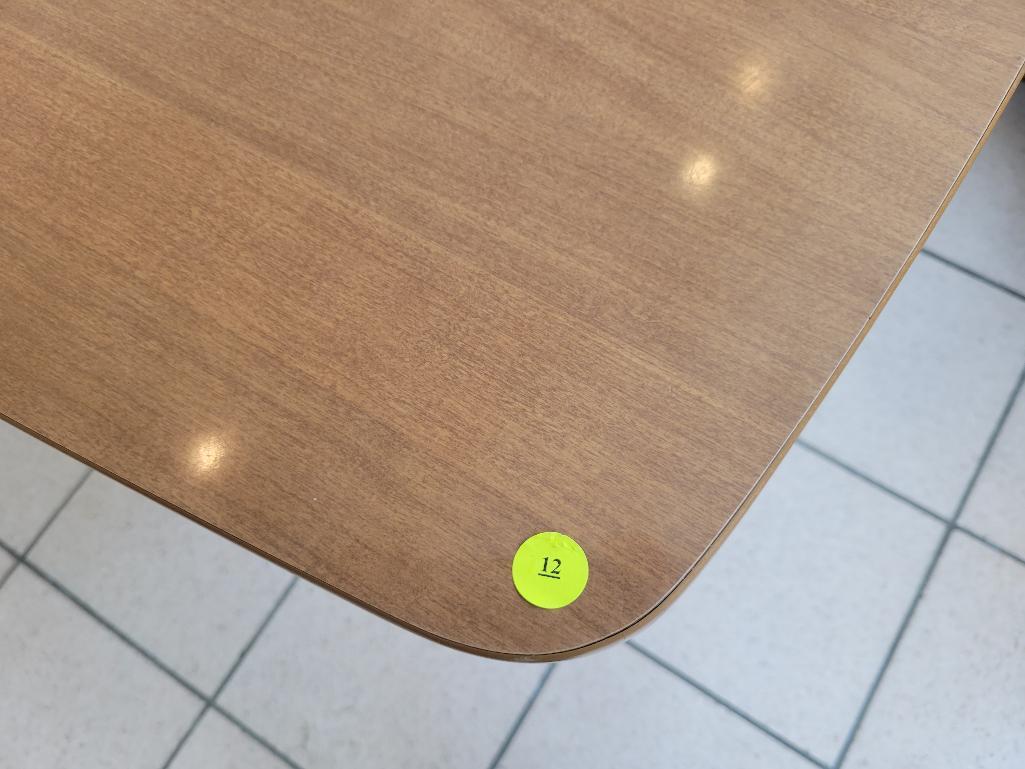 VINTAGE - RETRO 1950'S (DERMALUX?) FORMICA TABLE WITH CORNER BENCH AND 2 CHAIRS (NOT PICTURED) SEATS