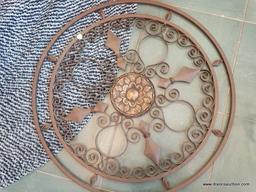 ROUND METAL AND WOOD WALL ART 28"