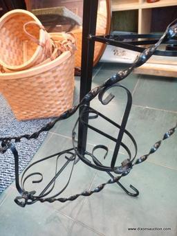 BLACK WROUGTH IRON SPIRAL PLANT STAND WITH 4 SHELVES