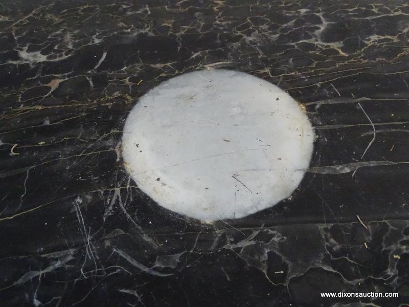 (FOYER) ANTIQUE GOLD GILDED AND HEAVILY CARVED FRENCH NEO-CLASSICAL STYLE MARBLE TOP FOYER TABLE,