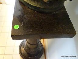 (HALF BATH) ANTIQUE MARBLE PEDESTAL- 31 IN H-ITEM IS SOLD AS IS WHERE IS WITH NO GUARANTEES OR