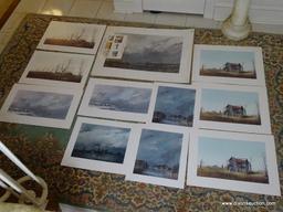 (FOYER) 12 UNFRAMED HERB JONES PRINTS; NUMBERED AND PENCIL SIGNED - TITLES- 2 CLOUDY DAY- 33 IN X 25