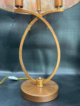 28 INCH COPPER FINISH CAPIZ SHELL TABLE LAMP ON/OFF TOUCH CONTROL, BRAND NEW IN ORIGINAL BOX BY 'OK'