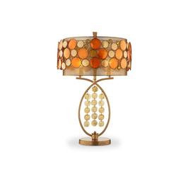 28 INCH COPPER FINISH CAPIZ SHELL TABLE LAMP ON/OFF TOUCH CONTROL, BRAND NEW IN ORIGINAL BOX BY 'OK'