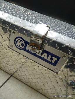 KOBALT 5 FT 10 IN ALUMINUM TRUCK BOX. ITEM IS SOLD AS IS WHERE IS WITH NO WARRANTY OR GUARANTEES, NO