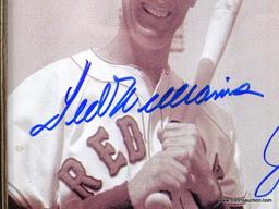 SIGNED "WILLIAMS/DIMAGGIO" PHOTOGRAPH WITH COA. IS IN A GOLD TONE AND BROWN FRAME. MEASURES 11.5 IN