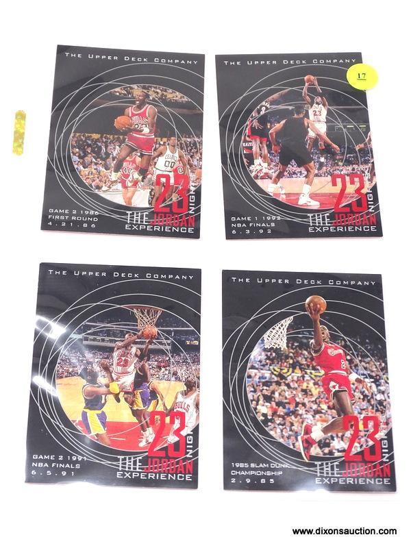 4 JORDAN INSERT CARDS FROM THE UPPER DECK COMPANY AND THE "23 NIGHTS THE JORDAN EXPERIENCE" SERIES.