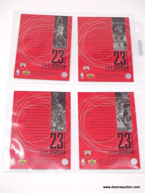 4 JORDAN INSERT CARDS FROM THE UPPER DECK COMPANY AND THE "23 NIGHTS THE JORDAN EXPERIENCE" SERIES.