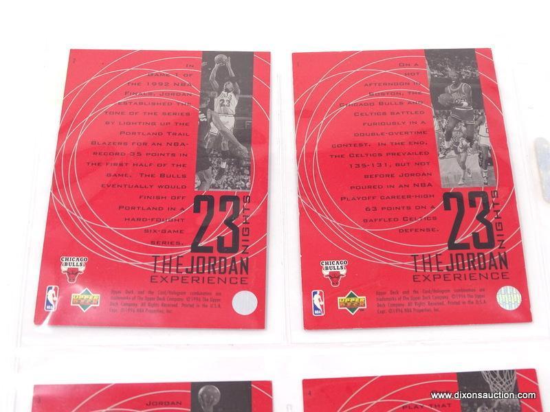 4 JORDAN INSERT CARDS FROM THE UPPER DECK COMPANY AND THE "23 NIGHTS THE JORDAN EXPERIENCE" SERIES.