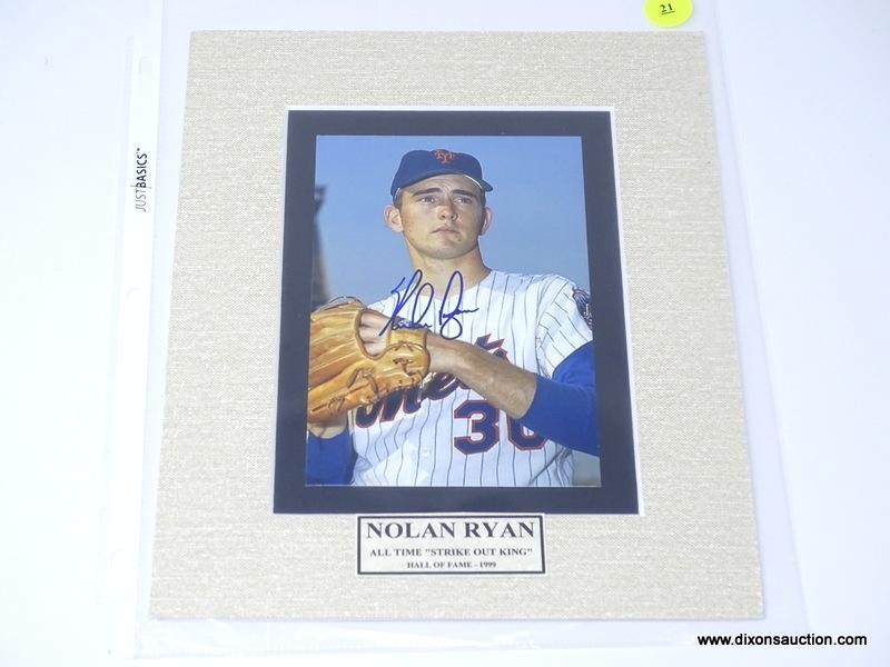 FRAMED NOLAN RYAN "ALL TIME STRIKEOUT KING" HALL OF FAME (1999) SIGNED PHOTOGRAPH WITH COA. MEASURES