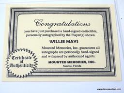 WILLIE MAYS "ALL TIME GIANTS GREAT" HALL OF FAME (1979) SIGNED PHOTOGRAPH WITH MATTING. MEASURES 8