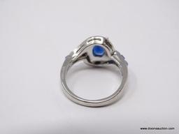 .925 STERLING SILVER LADIES 2 CT SAPPHIRE RING. SIZE 8.