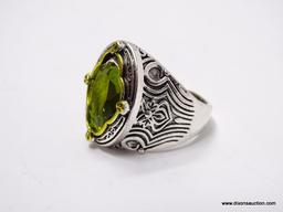 .925 STERLING SILVER LADIES 5 CT PERIDOT RING. SIZE 8.