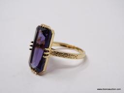 .925 STERLING SILVER LADIES 6 CT AMETHYST RING. SIZE 8.