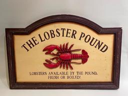 (S11K) DECORATIVE WOOD SIGNS THE LOBSTER POUND & CRABBY SAM'S RESTAURANT NAUTICAL BEACH DECOR