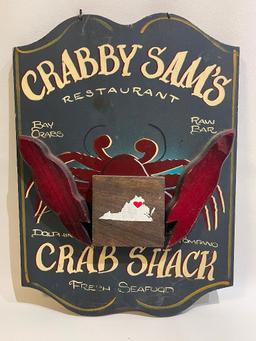 (S11K) DECORATIVE WOOD SIGNS THE LOBSTER POUND & CRABBY SAM'S RESTAURANT NAUTICAL BEACH DECOR