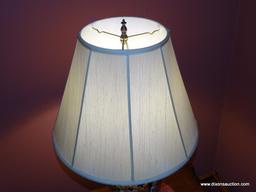(LR) IMARI LAMP WITH SHADE- 34 IN H, ITEM IS SOLD AS IS WHERE IS WITH NO GUARANTEES OR WARRANTY, NO