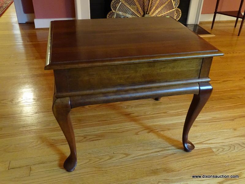 (LR) ONE OF A PR. OF CHAIR QUEEN ANNE END TABLES- 22 IN X 27 IN X 23 IN, ITEM IS SOLD AS IS WHERE IS