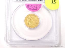 1912 $2.50 GOLD INDIAN - AU 58. GRADED BY PCGS.