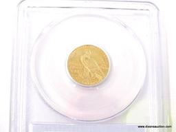 1912 $2.50 GOLD INDIAN - AU 58. GRADED BY PCGS.