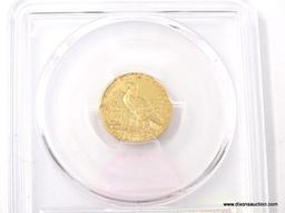 1914-D $2.50 GOLD INDIAN - AU 58. GRADED BY PCGS.