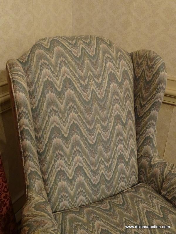 (LR) ONE OF A PR. OF MAHOGANY BALL AND CLAW WINGBACK CHAIRS BY GREENE FURNITURE, NC- THIS ONE HAS
