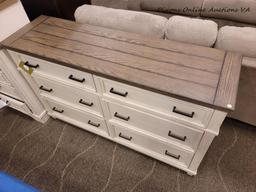 (R1) ASPENHOME CARAWAY 6 DRAWER DRESSER IN AGED IVORY I248-453. INSPIRED BY THE BEST FARMHOUSE