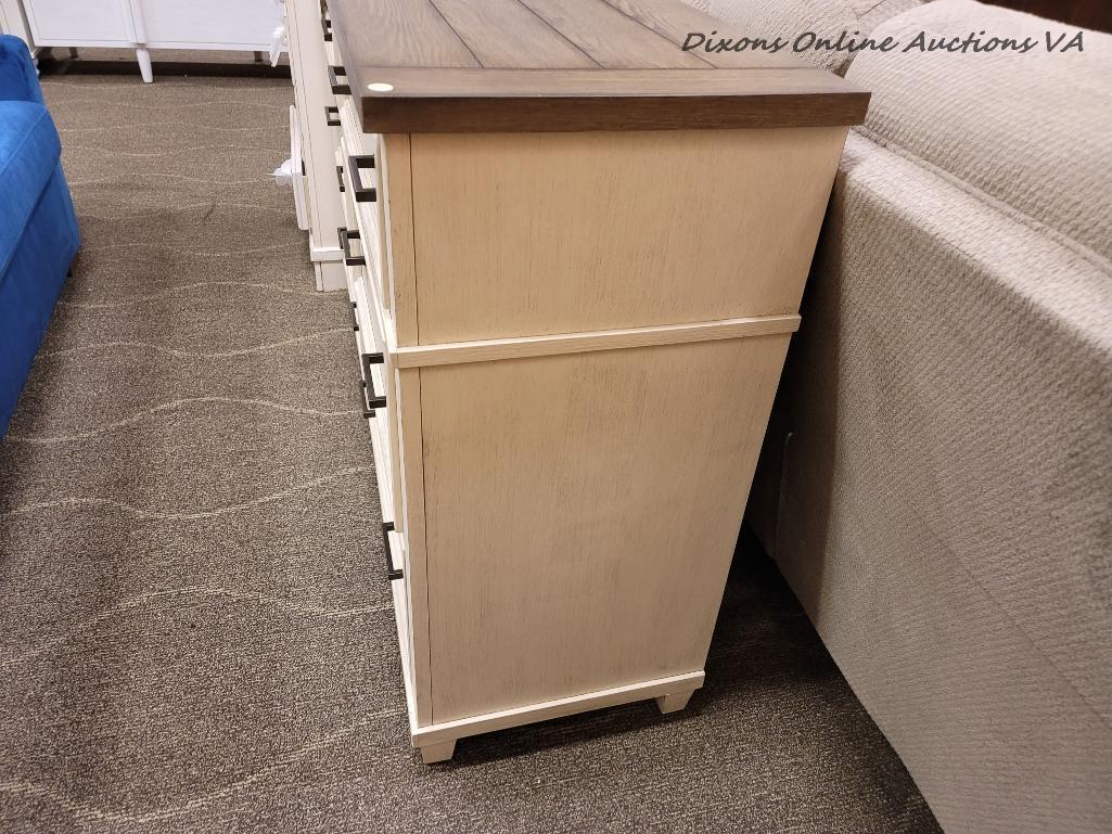 (R1) ASPENHOME CARAWAY 6 DRAWER DRESSER IN AGED IVORY I248-453. INSPIRED BY THE BEST FARMHOUSE