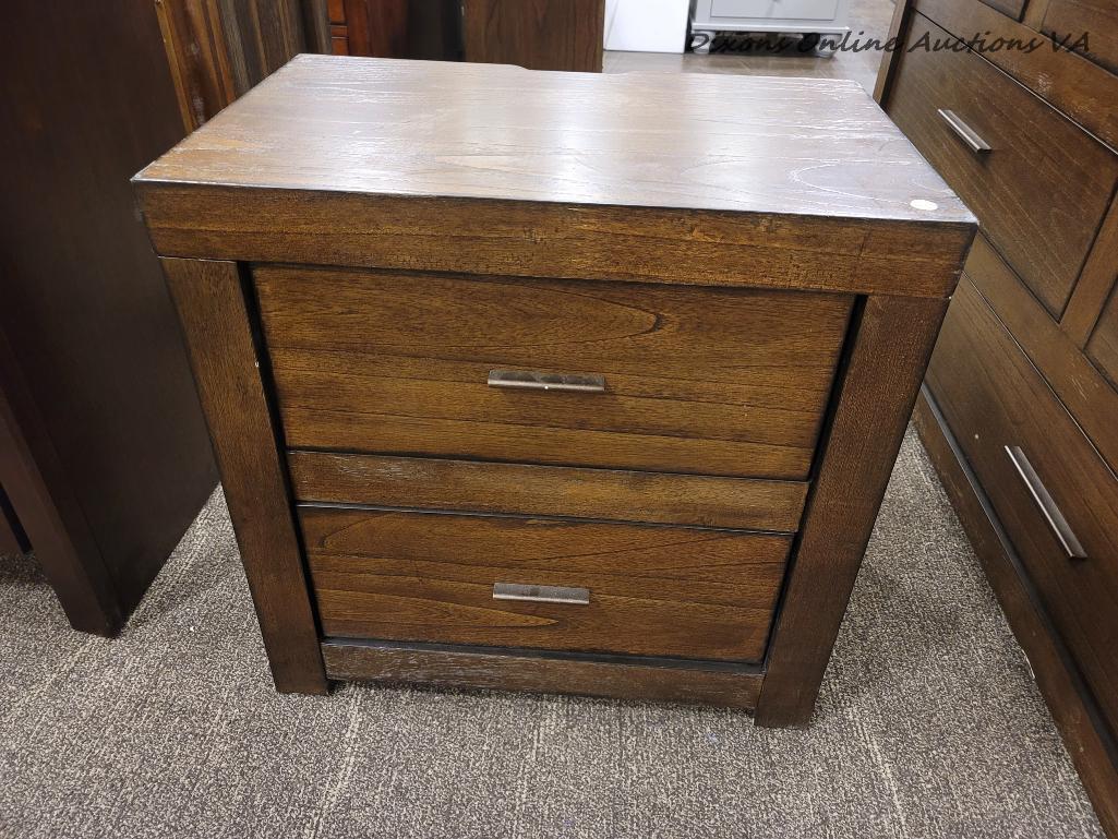 (R3) IML-450-BRN ASPEN HOME FURNITURE MODERN LOFT 2 DRAWERS NIGHTSTAND WITH POWER. WITH CLEAN LINES
