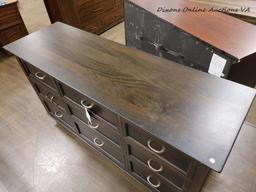 (R3) MODERN AITAN 9 DRAWER DRESSER WITH SOFT CLOSING DRAWERS AND ESPRESSO FINISH. MEASURES 68.5 IN X