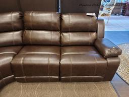(R1) CHARLESTOWN MANUAL RECLINING SECTIONAL. ESPRESSO IN COLOR. RETAILS FOR $2,500 ONLINE! MEASURES