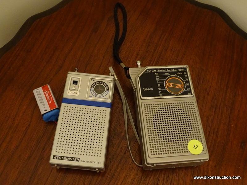 (DR) 2 VINTAGE TRANSISTOR RADIOS, ITEM IS SOLD AS IS WHERE IS WITH NO GUARANTEES OR WARRANTY. NO