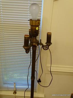 (DR) VINTAGE BRASS FLOOR LAMP- 57 IN H, ITEM IS SOLD AS IS WHERE IS WITH NO GUARANTEES OR WARRANTY.